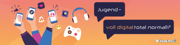 Das Bild zeigt den Schriftzug Jugend-voll digital. total normal!?